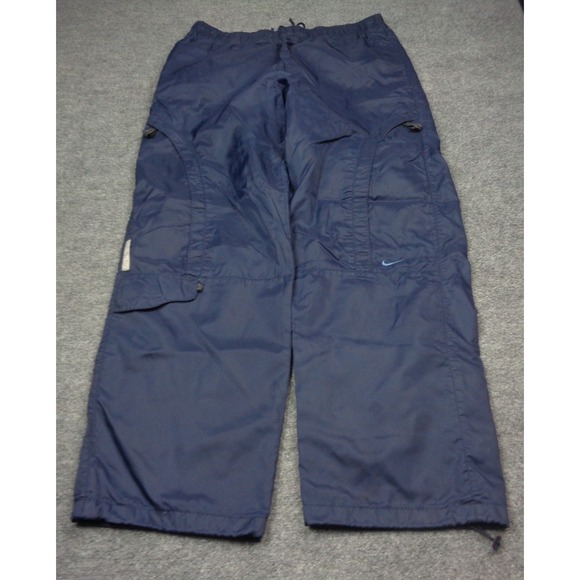 Nike Other - Vtg Nike Track Windbreaker Pants Mens L Blue Cargo Baggy Wide Leg Zip Lined Y2K